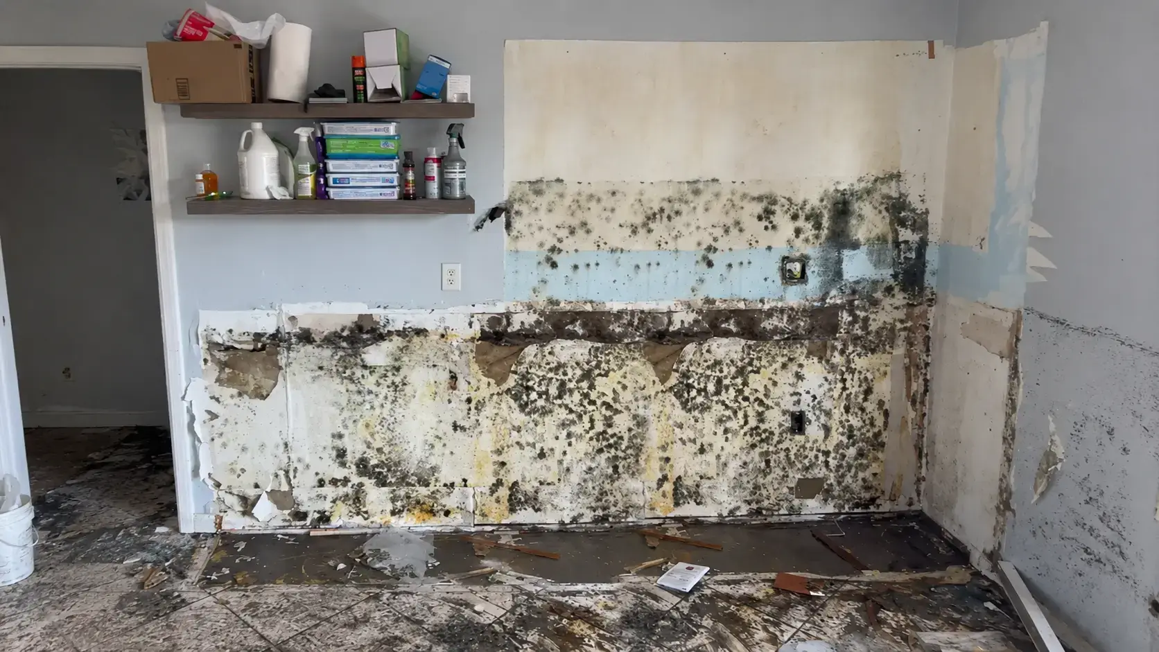 Storm damage affecting a South Florida building